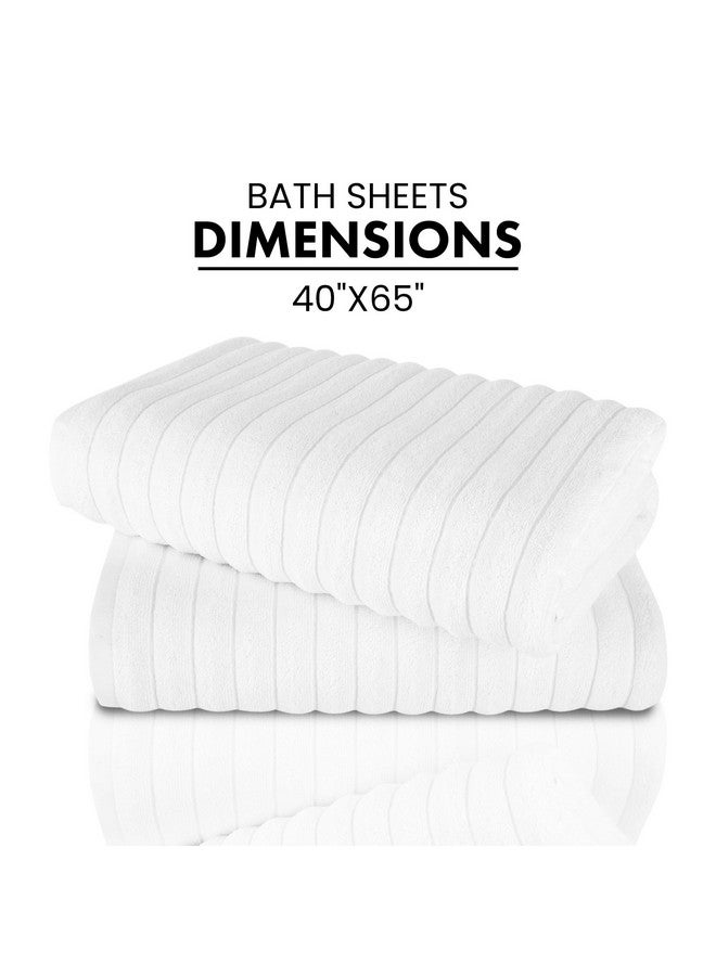 Classic Turkish Towels Classic Turkish Towels CTT - Premium 2 Piece Jumbo Bath Sheets, 100% Turkish Cotton, Absorbent & Ultra Comfy Bath Towel Sheets for Hotels & Spa | 40"x65" (White)  - Image 5