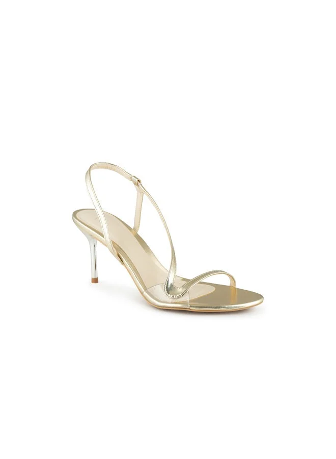 Vincci Gold Women One Strap Mid Heel Sandals for Women | Best Price UAE