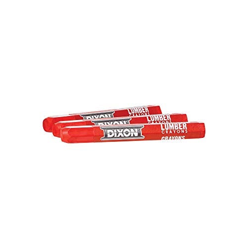 Dixon Industrial Lumber Marking Crayons, 4.5" x 1/2" Hex, Soft-Red, 12-Pack (52012) - Image 2