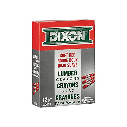 Dixon Industrial Lumber Marking Crayons, 4.5" x 1/2" Hex, Soft-Red, 12-Pack (52012) - Image 3