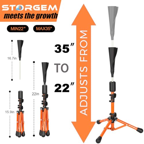Storgem Baseball and Softball Tee,Batting Tee for Kids,Baseball Tees for Hitting,T Ball Training Stand,Easy Height Adjustment - Image 2