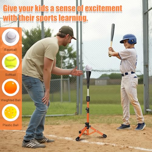 Storgem Baseball and Softball Tee,Batting Tee for Kids,Baseball Tees for Hitting,T Ball Training Stand,Easy Height Adjustment - Image 5