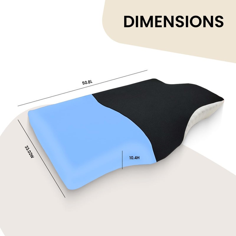 Sleepsia وسادة سليبسيا من رغوة الذاكرة لآلام الرقبة | ضمان لمدة عام واحد | وسادة تقويمية لآلام الرقبة، دعم إضافي للرقبة لمن ينامون على الجانب والظهر (أسود/أبيض، جل) PK2 - Image 2