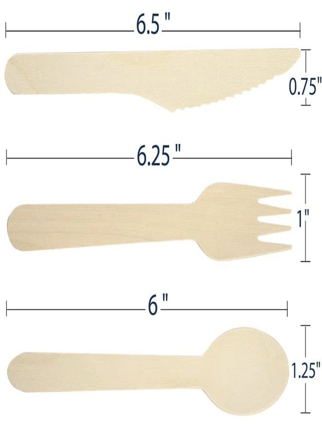 Funiverse Bulk Jumbo 300 Piece Disposable Wooden Pic Nic Cutlery Party Tableware Assortment - Eco Friendly and Bio-Degradeable - 100 Pieces of Each - Image 3