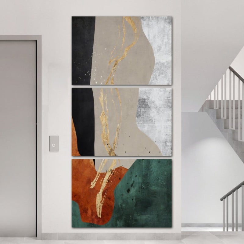 ماركتنا ثلاث لوحات قماشية بتصميم تجريدي مع برواز مجوف مقاس (120×60) ثلاث قطع - Image 1