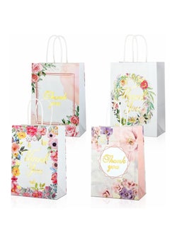KASTWAVE Thank You Gift Bags, 12 Pack Paper Party Bags Floral Paper Bags, Handle Wedding Birthday Gift Bag Party Favour Bags for Wedding Birthday Baby Shower Boy Girl  - Image 1