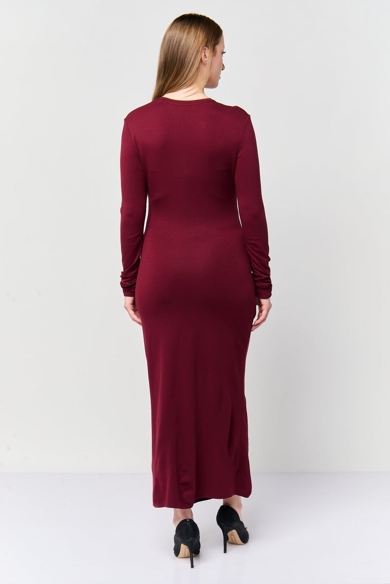 DKNY Women Plain Sheath Dress, Maroon - Image 3