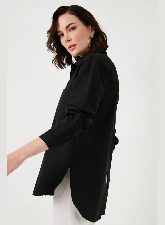 ليلا قميص ليلى قطن بأزرار خلفية بتصميم بوي فريند للنساء