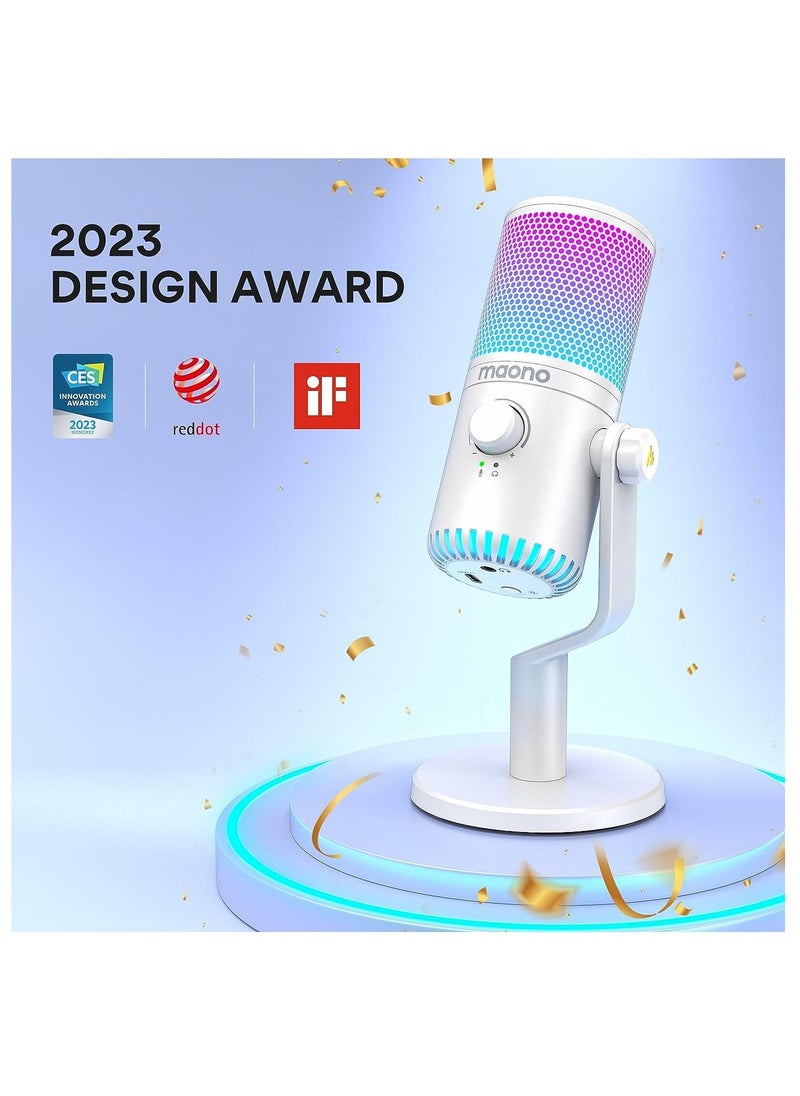 DM30 RGB USB Gaming Microphone, MAONO PC Programmable Condenser Mic with RGB Lights, Mute, Gain, Headphone Jack, Volume Control for Podcasting, Streaming, Twitch, YouTube, Computer, Mac, PS4, PS5