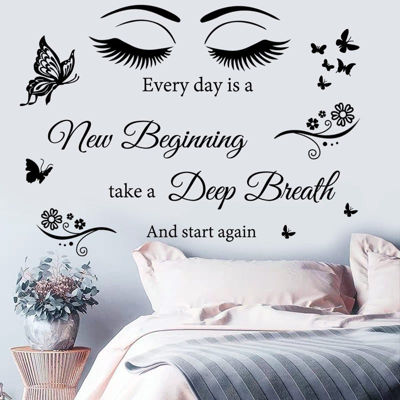 Vinyl Quotes Stickers  Every Day is A New Beginning Inspirational Wall Art Sticker Positive Quotes Wall Decals for Living Room Bedroom Classroom Office Studio School Teen Dorm Room
