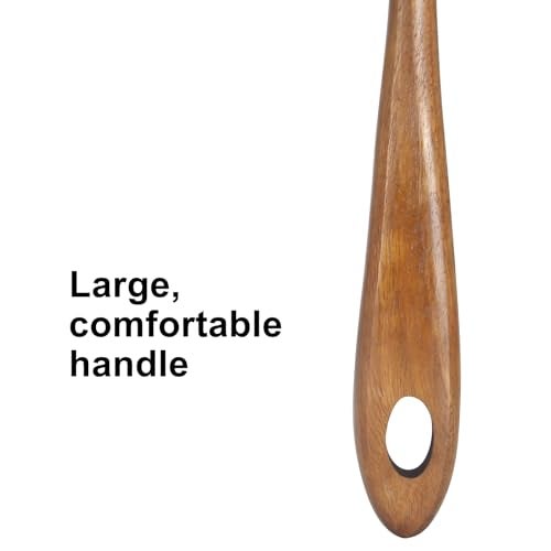 Renawe 3 Pcs 14" Long Wooden Cooking Utensils Set Mixing Spoon Slotted Spoon Wok Spatula Turner Best Wood Spoons Fish Spatula for Serving Kitchen Spoons - Image 3