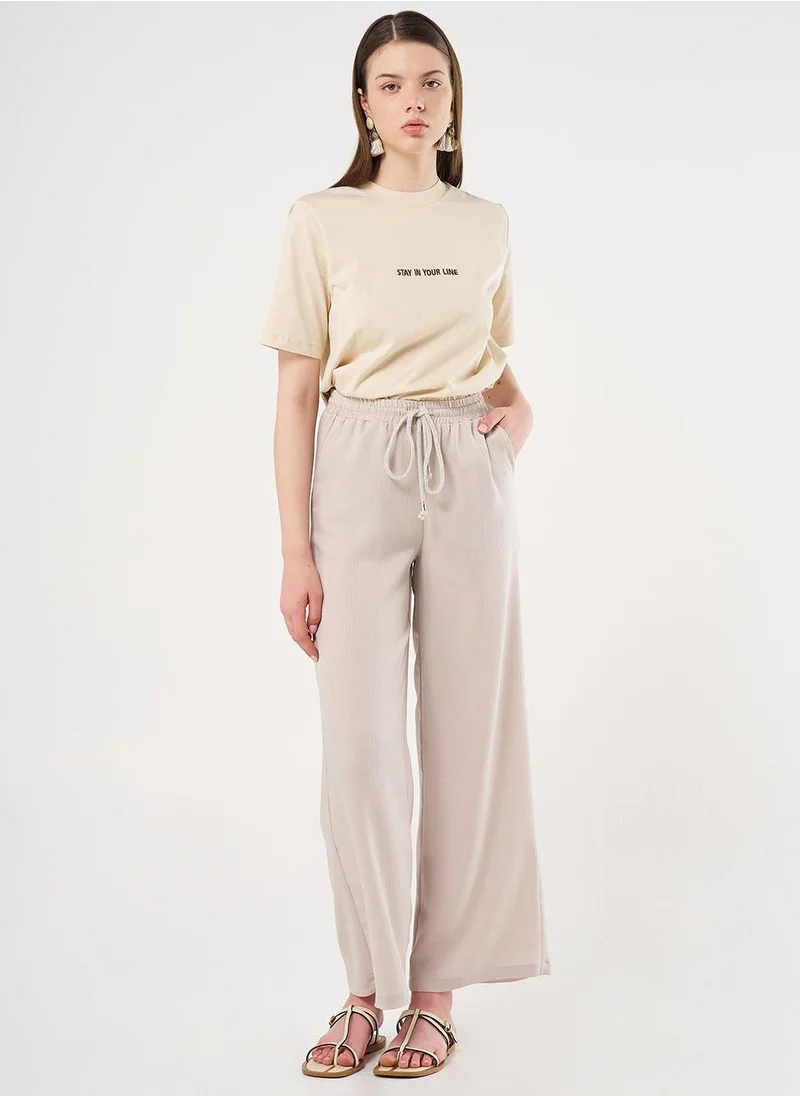Kayra Laced Relaxed Fit Pants Stone