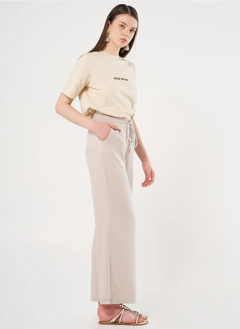 Kayra Laced Relaxed Fit Pants Stone