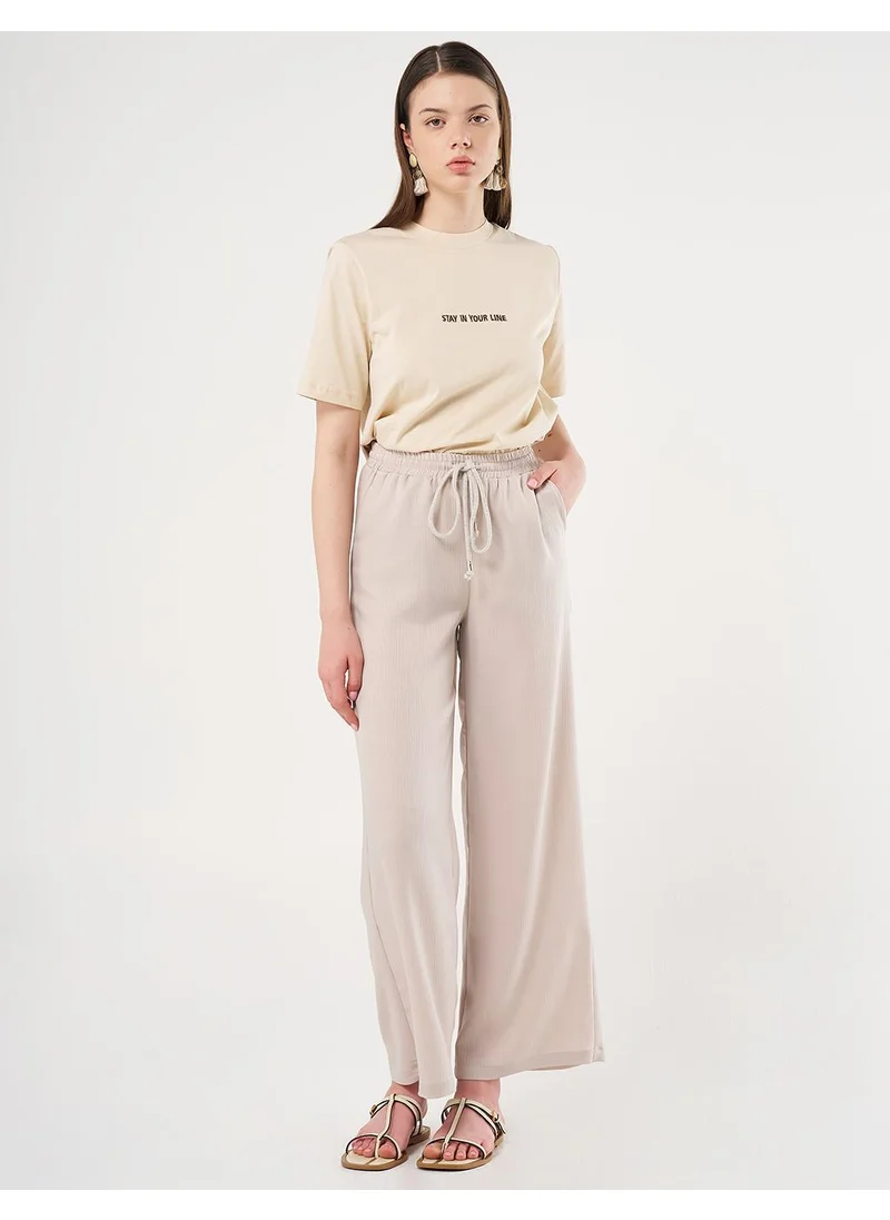 Kayra Laced Relaxed Fit Pants Stone