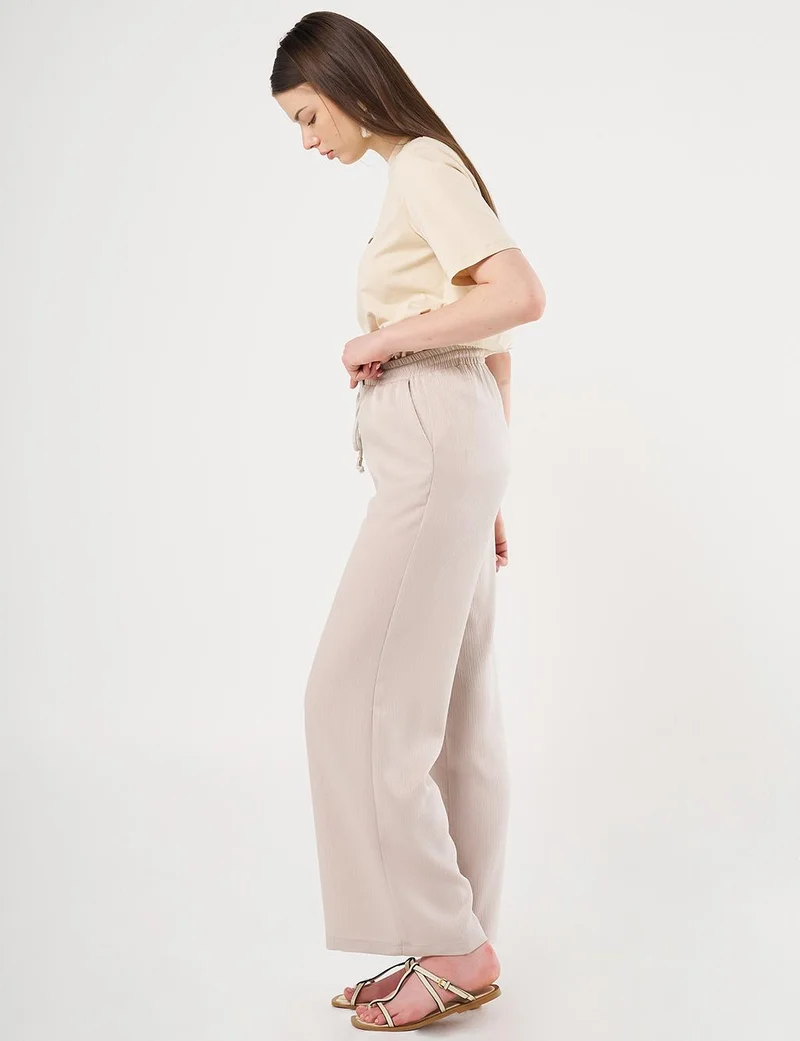 Kayra Laced Relaxed Fit Pants Stone