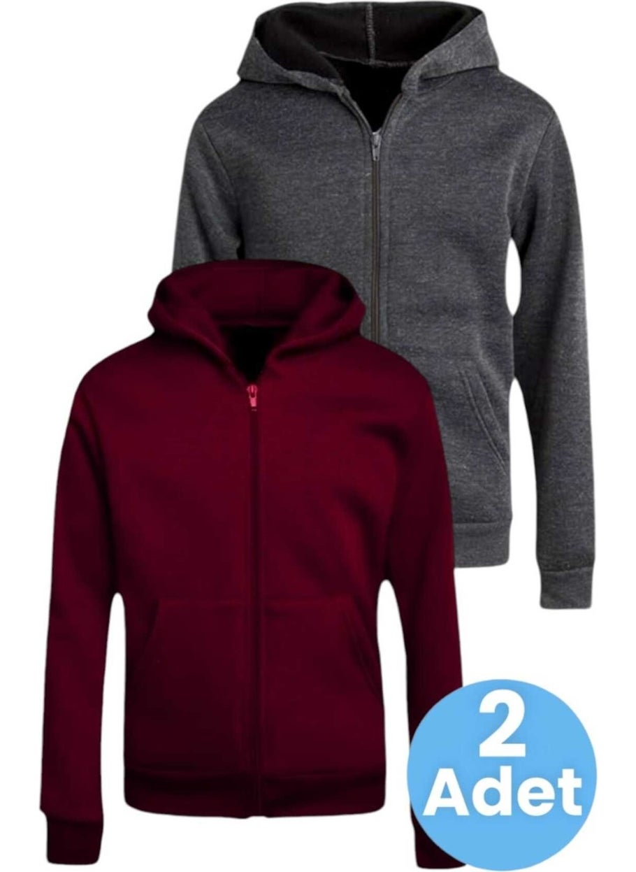 Tezzgelsin - Kids Cotton Hooded Zippered Sweatshirt 2 Piece Set - Image 1