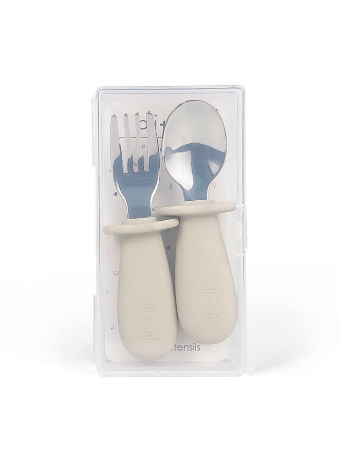Ali+Oli Spoon & Fork Learning Set For Toddlers (Khaki) 6M+ Grab Easy Bpa Free Food-Grade Silicone Handle, Kids Silverware Self Feeding Baby Utensils, Multi-Stage Baby Feeding Set Ergonomic Design - Image 5