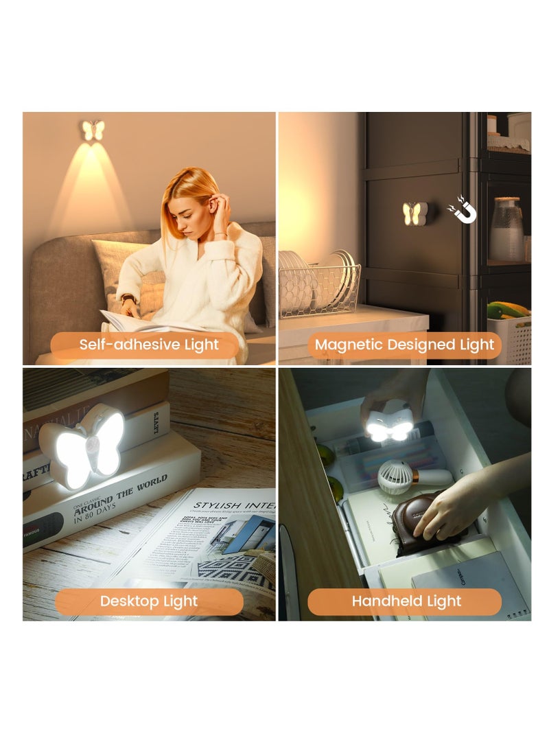 SYOSI Bright Dimmable Butterfly LED Night Light, Smart Motion Sensor Night Light Lamp with Spotlight and 2 Color Temperature, Magnetic Rechargeable Nightlight for Kid Room, Bedroom, Hallway - Image 2
