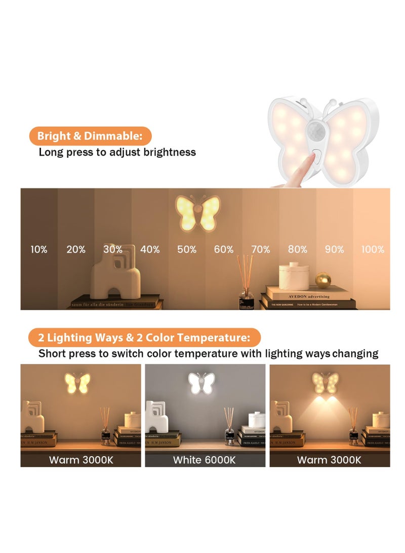 SYOSI Bright Dimmable Butterfly LED Night Light, Smart Motion Sensor Night Light Lamp with Spotlight and 2 Color Temperature, Magnetic Rechargeable Nightlight for Kid Room, Bedroom, Hallway - Image 3