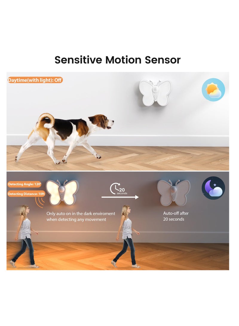 SYOSI Bright Dimmable Butterfly LED Night Light, Smart Motion Sensor Night Light Lamp with Spotlight and 2 Color Temperature, Magnetic Rechargeable Nightlight for Kid Room, Bedroom, Hallway - Image 5