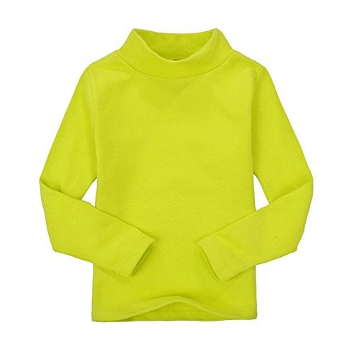 CuteOn Children Unisex Solid Color Kids School Uniform Long Sleeve Turtleneck T-Shirt Lemon Green 4 Years - Image 5