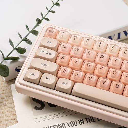 Sumgsn 132 Keys PBT Dye Sub Pink Jelly Keycaps MOA Profile Keycaps Foundation Keycaps Set Comaptible with 61/64/87/104/108 Cherry Mx Switches Mechanical Keyboards - Image 1