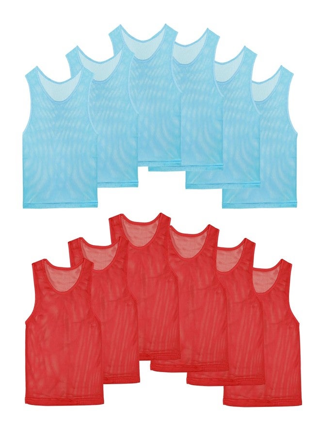 Layway Pinnies Team Practice Vests for Child Youth Teen Adult,Mesh Scrimmage Jersey for Soccer Football Basketball,Set of 12/24 (Red-6 + Blue-6, Child/5-10 Years Old) - Image 1