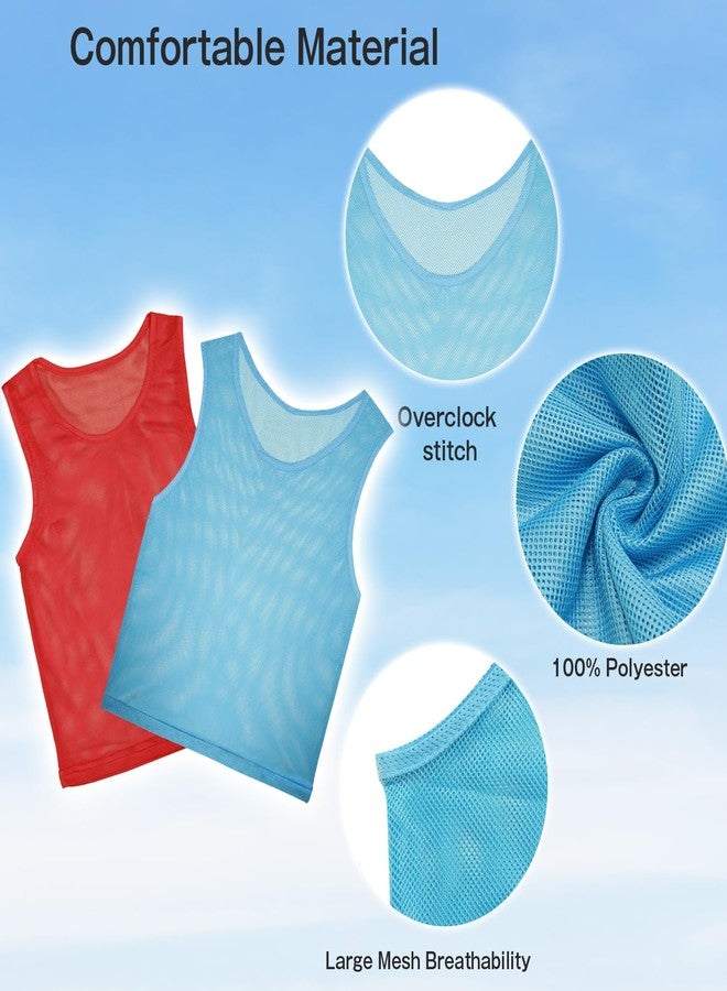 Layway Pinnies Team Practice Vests for Child Youth Teen Adult,Mesh Scrimmage Jersey for Soccer Football Basketball,Set of 12/24 (Red-6 + Blue-6, Child/5-10 Years Old) - Image 2