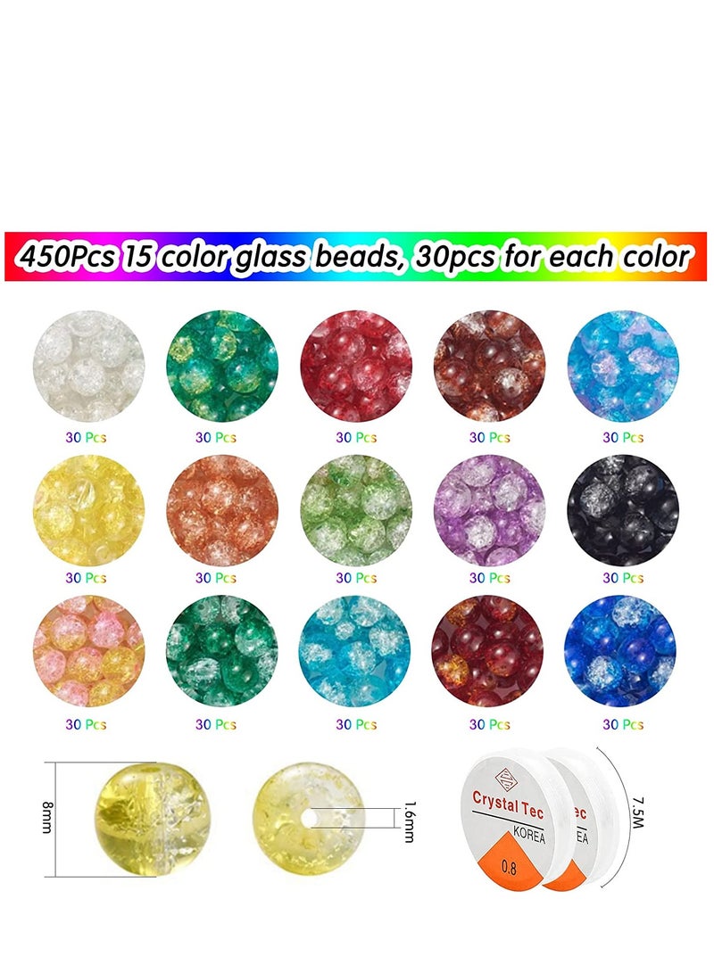 SYOSI 450 قطعة حبات لؤلؤ لصنع المجوهرات، حبات زجاجية ملونة مستديرة لؤلؤة فضفاضة لصنع المجوهرات 15 لون مختلط - Image 2