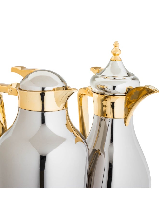 ALASKA Thermos Set for Tea and Coffee with an Elegant Design in Silver With Gold - Image 2