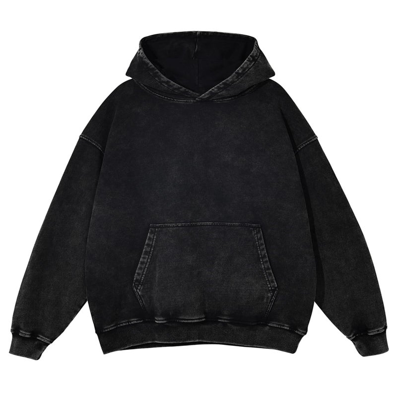KEEPSHOWING Mens Oversized Hoodies Black Vintage Hoodie Pullover Acid Wash Hoodies for Men Streetwear Sweatshirts(BK,XL) - Image 1