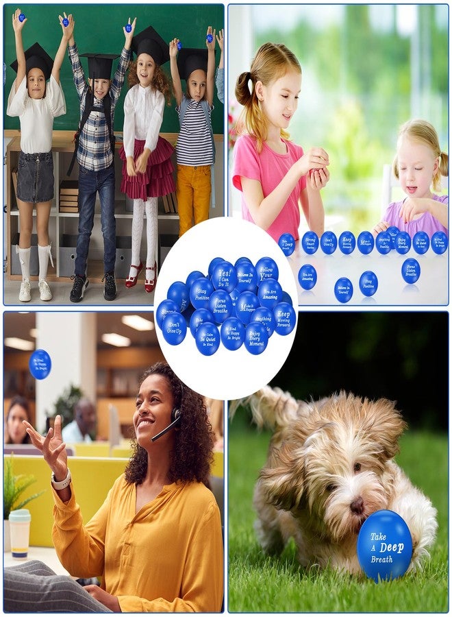 Poen 120 Pcs Motivational Stress Balls Bulk 1.57 Inch Foam Squeeze Sensory Stress Balls Inspirational Relief Toys for Anxiety Fidget Hand Exercise Teens Employees Gift(Blue) - Image 4