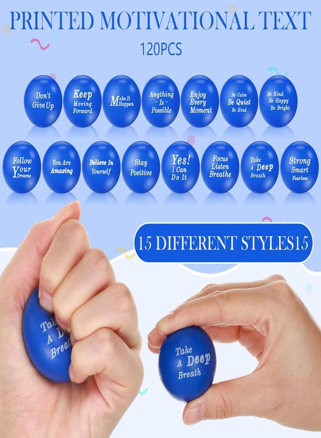 Poen 120 Pcs Motivational Stress Balls Bulk 1.57 Inch Foam Squeeze Sensory Stress Balls Inspirational Relief Toys for Anxiety Fidget Hand Exercise Teens Employees Gift(Blue) - Image 5