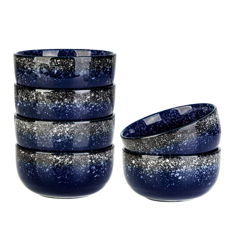 SQS CERAMICS S&Q'S CERAMICS Ceramic Small Bowls for Kitchen, Set of 6, 9 oz Ice Cream Bowls, Small Bowl Set for Dipping, Breakfast, Oatmeal, Microwave and Dishwasher Safe (Navy Blue) - Image 1