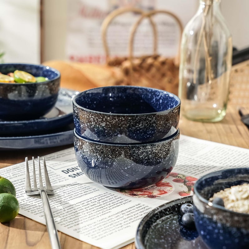 SQS CERAMICS S&Q'S CERAMICS Ceramic Small Bowls for Kitchen, Set of 6, 9 oz Ice Cream Bowls, Small Bowl Set for Dipping, Breakfast, Oatmeal, Microwave and Dishwasher Safe (Navy Blue) - Image 5