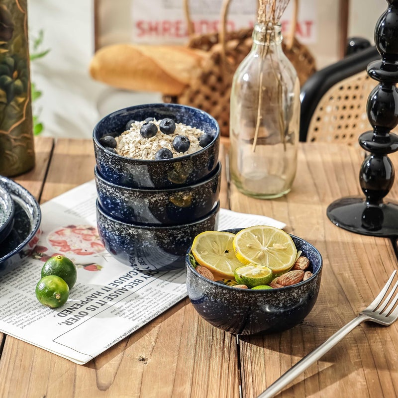 SQS CERAMICS S&Q'S CERAMICS Ceramic Small Bowls for Kitchen, Set of 6, 9 oz Ice Cream Bowls, Small Bowl Set for Dipping, Breakfast, Oatmeal, Microwave and Dishwasher Safe (Navy Blue) - Image 3