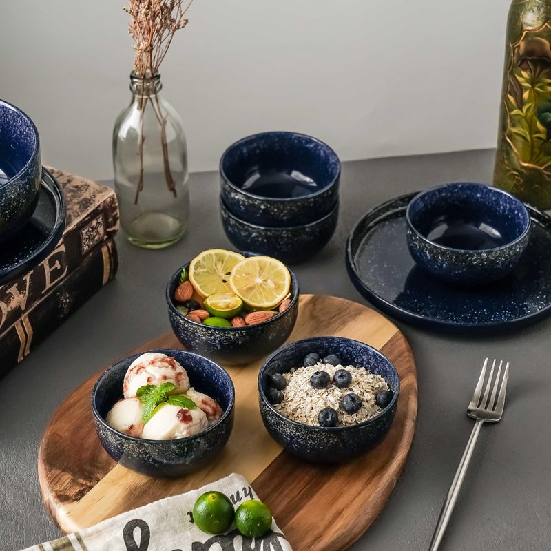 SQS CERAMICS S&Q'S CERAMICS Ceramic Small Bowls for Kitchen, Set of 6, 9 oz Ice Cream Bowls, Small Bowl Set for Dipping, Breakfast, Oatmeal, Microwave and Dishwasher Safe (Navy Blue) - Image 4