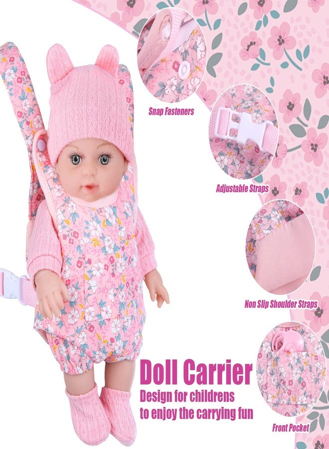 DOTVOSY 12" Baby Doll Set with Clothes and Baby Carrier for Dolls Reborn Baby Doll Accessories Include Feeding Bottles Nipple Toy Stuffs for Kids Age 3+ - Image 3