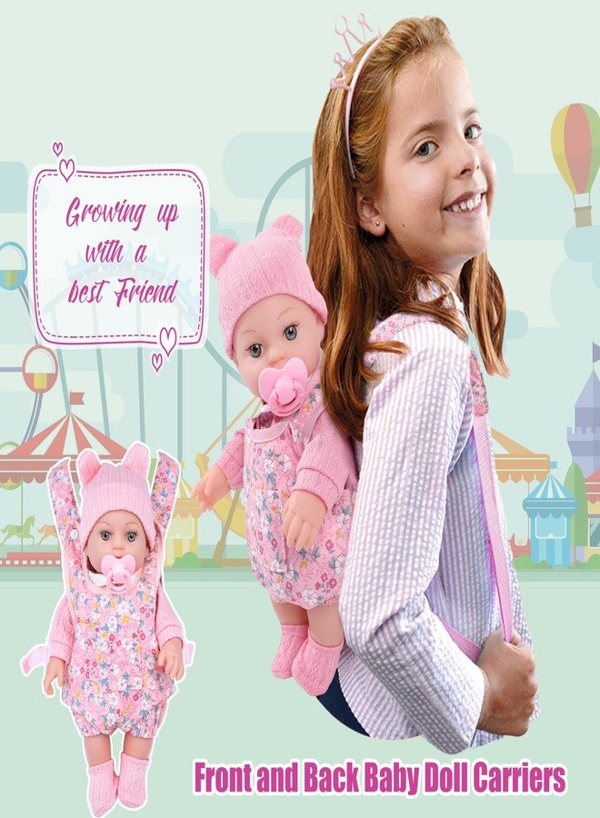 DOTVOSY 12" Baby Doll Set with Clothes and Baby Carrier for Dolls Reborn Baby Doll Accessories Include Feeding Bottles Nipple Toy Stuffs for Kids Age 3+ - Image 2