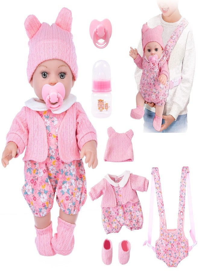 DOTVOSY 12" Baby Doll Set with Clothes and Baby Carrier for Dolls Reborn Baby Doll Accessories Include Feeding Bottles Nipple Toy Stuffs for Kids Age 3+ - Image 1