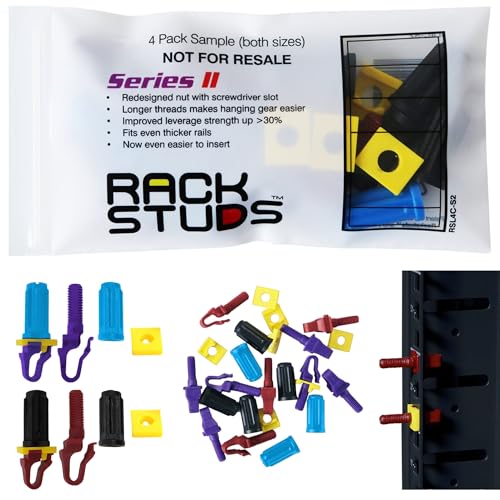 Rackstuds 4C Rack Mount Solution II - Rack Screws for Server Rack Rails 19" Square Punched Vertical Rails, Perfect Cage Nut Replacement, Rack Nuts, Rack Studs Rack Mount Screws - 4 of Each Size/Color - Image 1