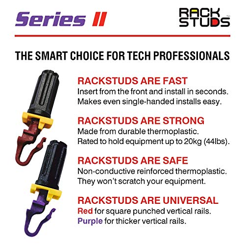 Rackstuds 4C Rack Mount Solution II - Rack Screws for Server Rack Rails 19" Square Punched Vertical Rails, Perfect Cage Nut Replacement, Rack Nuts, Rack Studs Rack Mount Screws - 4 of Each Size/Color - Image 4
