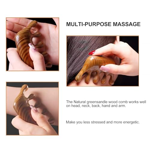Flavoma Natural Wood Wide Tooth Hair and Scalp Massager Comb | Gua Sha comb for scalp | Multi-Functional Tool Scraping | Multifunctional Meridian Massage Comb | Ideal for Head and Neck Massage | Scalp Massage No Static Head Massager Tool Physical Therapy - Image 5