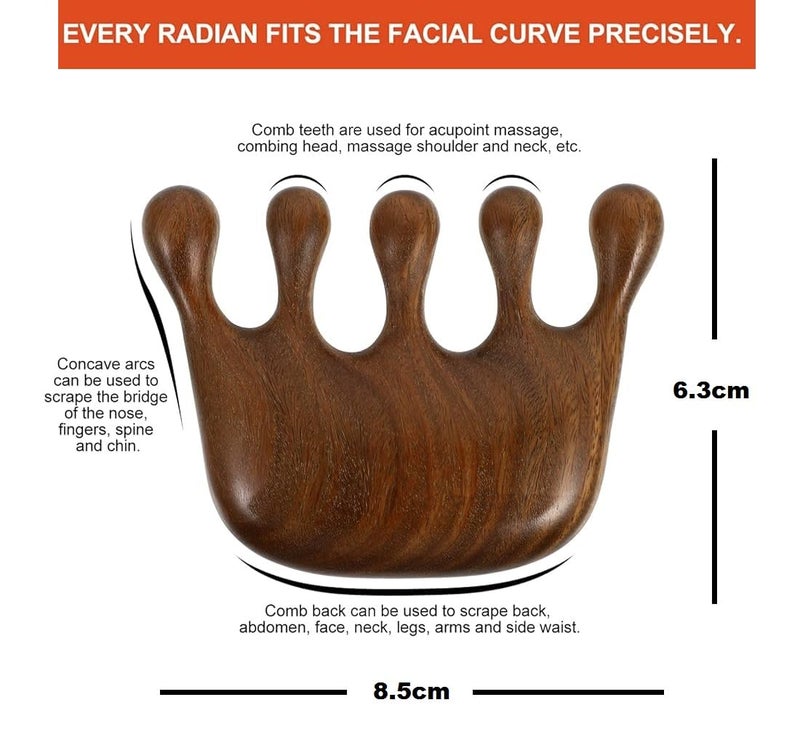 Flavoma Natural Wood Wide Tooth Hair and Scalp Massager Comb | Gua Sha comb for scalp | Multi-Functional Tool Scraping | Multifunctional Meridian Massage Comb | Ideal for Head and Neck Massage | Scalp Massage No Static Head Massager Tool Physical Therapy - Image 2