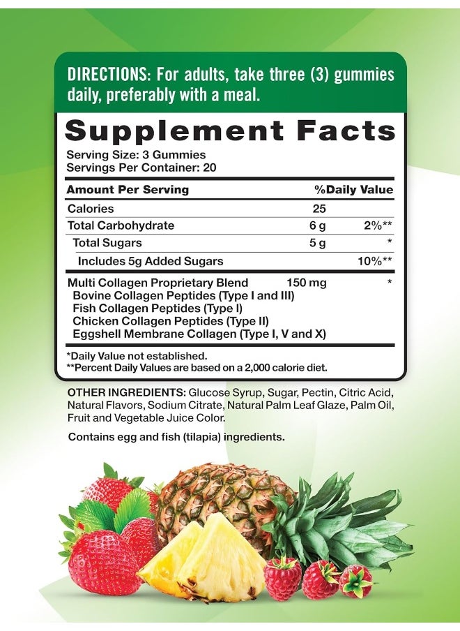 Nature's Truth - Nature's Truth Multi Collagen Gummies | Type I, II, III, V, X | 60 Count | Non-GMO & Gluten Free Complex Supplement | Mixed Fruit Flavor - Image 1
