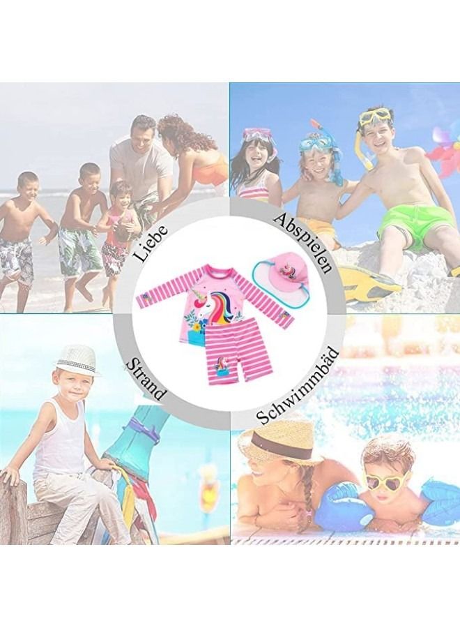GGEROU ملابس سباحة للفتيات قطعة واحدة من ملابس السباحة الكرتونية للحماية من الطفح الجلدي مع قبعة السباحة - Image 4