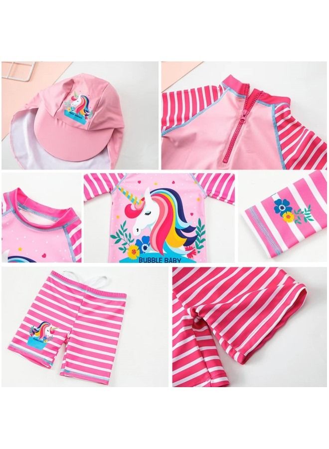 GGEROU ملابس سباحة للفتيات قطعة واحدة من ملابس السباحة الكرتونية للحماية من الطفح الجلدي مع قبعة السباحة - Image 2