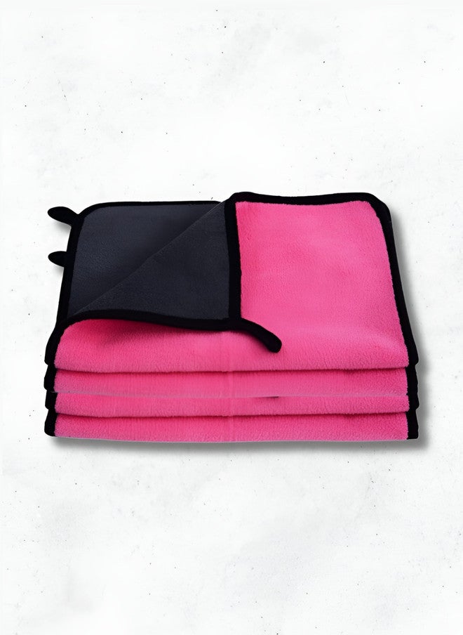 Fezora Pink & Black 4 Pieces Microfiber Cleaning Cloth - Image 1