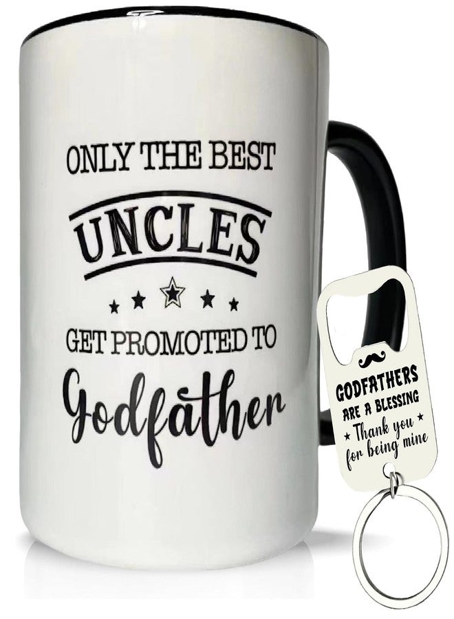 MALLAbyLAMMA Godfather Mug 11 Ounces Ceramic Coffee Cup with Bottle Opener Keychain, Gift for Godfather Proposal, Birthday, Father’s Day, Christmas from Godchild - Image 1