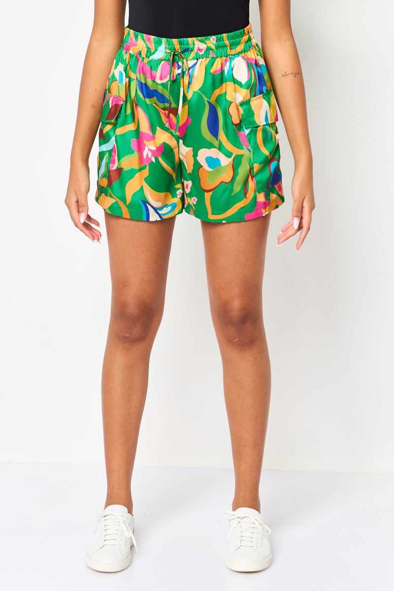 promod Women Allover Print Basic Shorts, Multicolor - Image 1